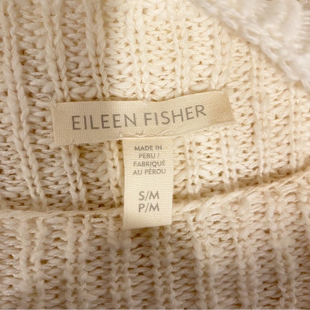 Eileen Fisher | Mock Neck Poncho Sweater, 100% Organic Cotton Sz. S/M - Picture 8 of 9